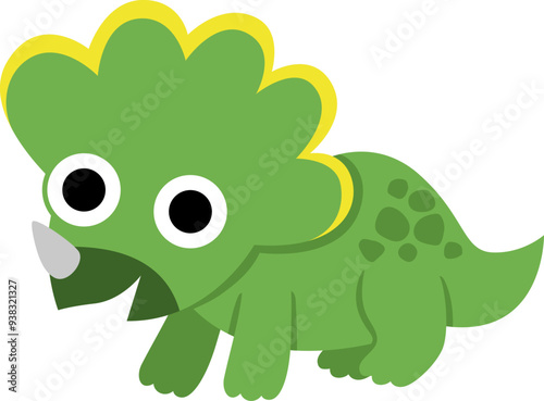Vector baby triceratops icon. Cute little dinosaur illustration for kids. Funny dino kid clipart for children isolated on white background. Cartoon prehistoric animal picture
