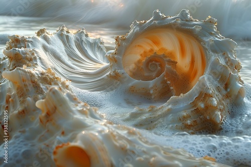 a close up of a sea shell. 