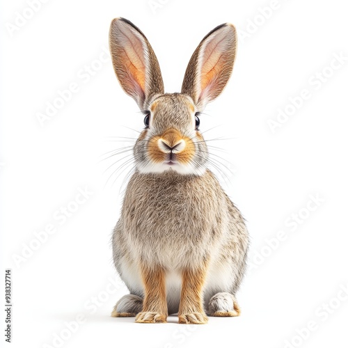 one hare on white background, isolate