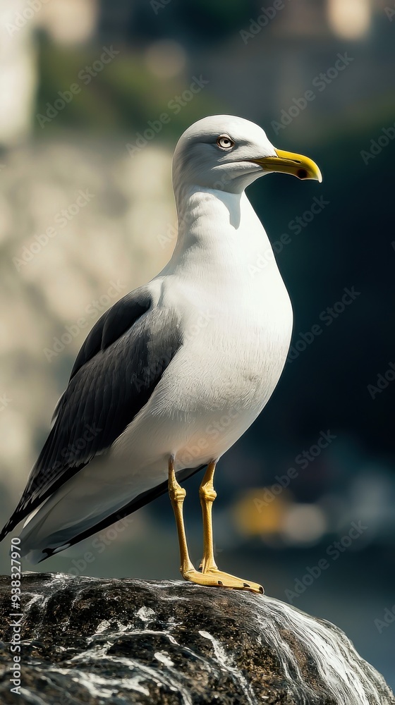 An airy, high-quality image of a mystical seagull, showcasing its ethereal beauty and intricate feather details against a soft, dreamlike background.