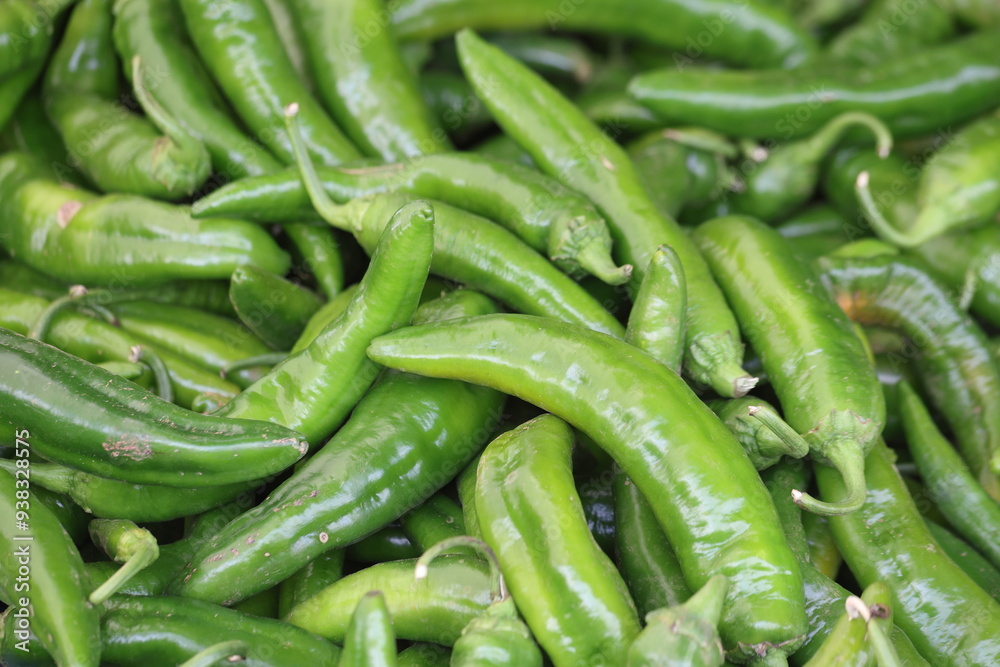 close up of green peppers on market close up of green peppers on market