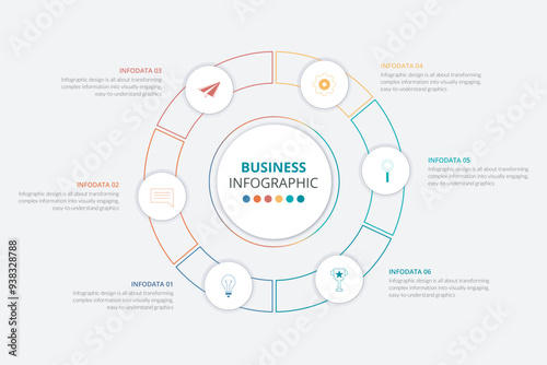 Modern minimalist elegant clean circular steps editable infographic design template vector