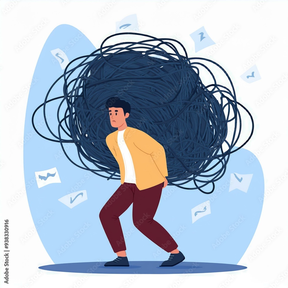Person under heavy burden pressure loaded with tasks Problems and