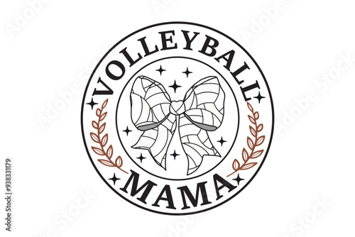 Coquette Volleyball Mama Bow Game Day EPS T-shirt Design