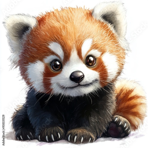 This cute cartoonish watercolor artwork of a red panda has a playful, fun vibe.