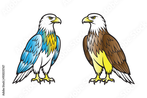 American eagle set logotypes colorful vector illustration..