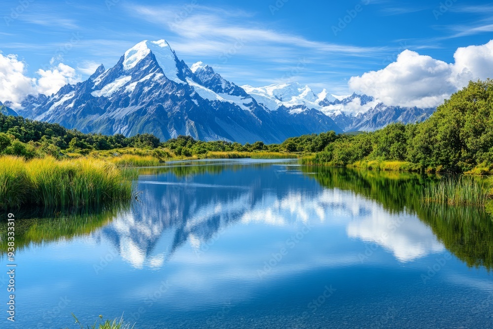Breathtaking mountain landscape with crystal clear water. A stunning view of nature showcasing dramatic peaks and serene reflections. Perfect for travel and inspiration. Generative AI Breathtaking mountain landscape with crystal clear water. A stunning view of nature showcasing dramatic peaks and serene reflections. Perfect for travel and inspiration. Generative AI