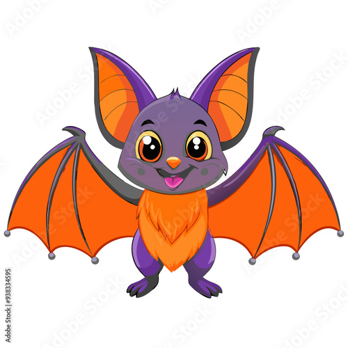 Playful and Quirky Purple and Orange Cartoon Bats Illustration for Children's Halloween Decoration and Celebration, Friendly and Fun Design Perfect for Kid-Friendly Festive Themes and Creative Holiday