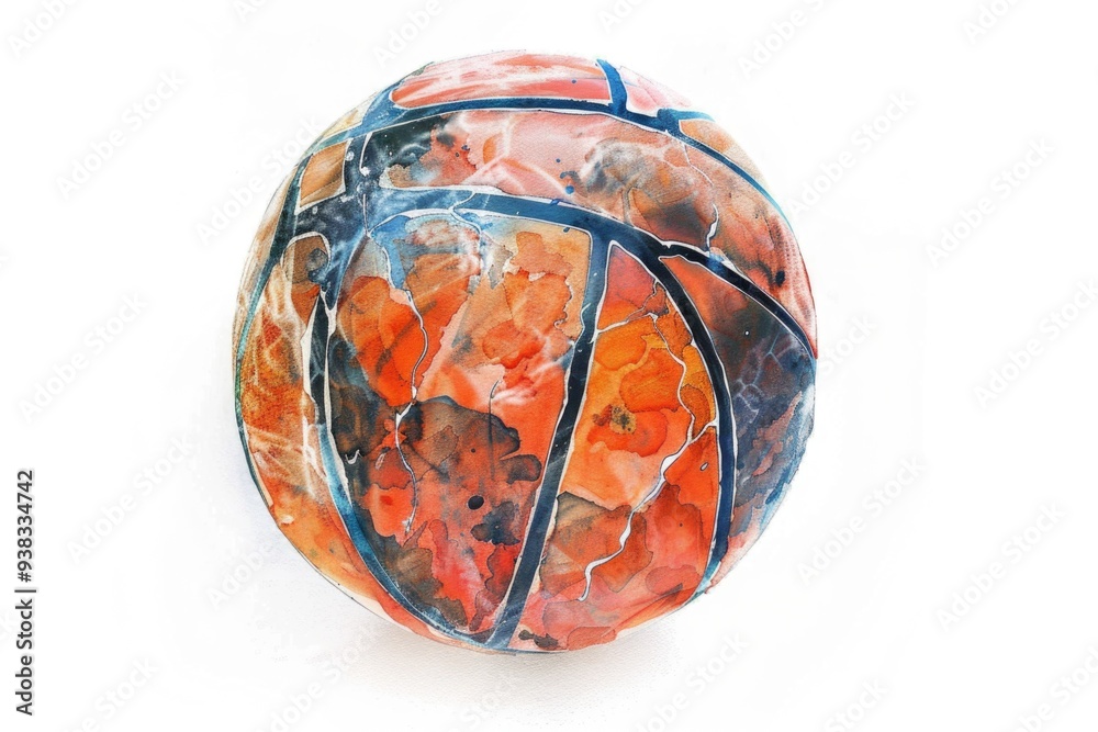A painted basketball ball on a white surface A painted basketball ball on a white surface