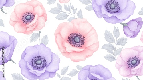 Tilable image with delicate floral patterns that have intricate petals and leaves