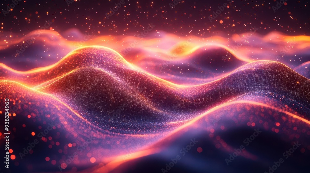 Obraz premium organic data visualization abstract flowing lines forming 3d topographic map bioluminescent colors particle effects futuristic data representation