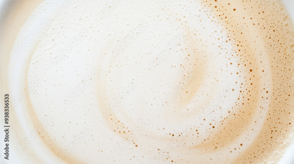 Close-up view of creamy chai latte foam with frothy bubbles, creating a warm, textured background ideal for food and beverage themes Close-up view of creamy chai latte foam with frothy bubbles, creating a warm, textured background ideal for food and beverage themes