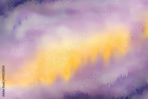 AI generated watercolor smooth gradient background with soft pastel colors like purple and yellow. Paper texture. photo