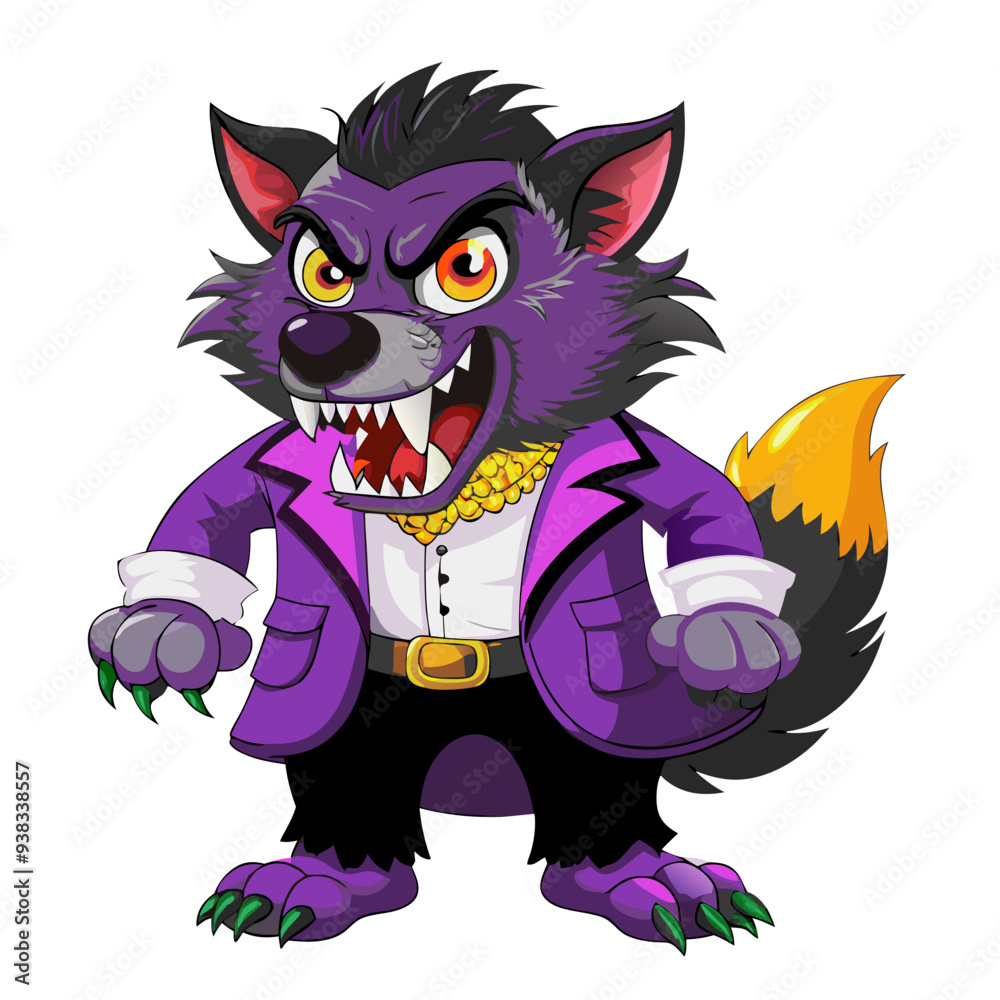Friendly and Quirky Purple and Orange Werewolf Cartoon Illustration with Playful Colors, Ideal for Children's Halloween Themes. Vibrant and Engaging Design for Festive Celebrations. Friendly and Quirky Purple and Orange Werewolf Cartoon Illustration with Playful Colors, Ideal for Children's Halloween Themes. Vibrant and Engaging Design for Festive Celebrations.