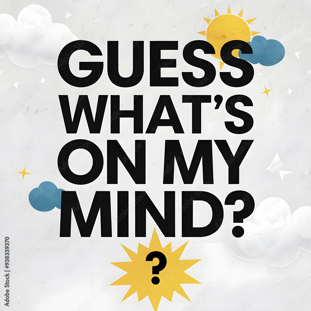 Fototapeta premium Guess What’s on My Mind? – Bold Fonts with Small Question Mark T-Shirt Design