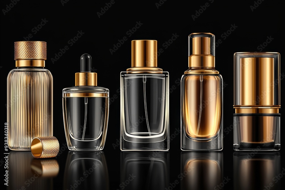 Naklejka premium Luxurious cosmetic packaging bottles created with generative AI