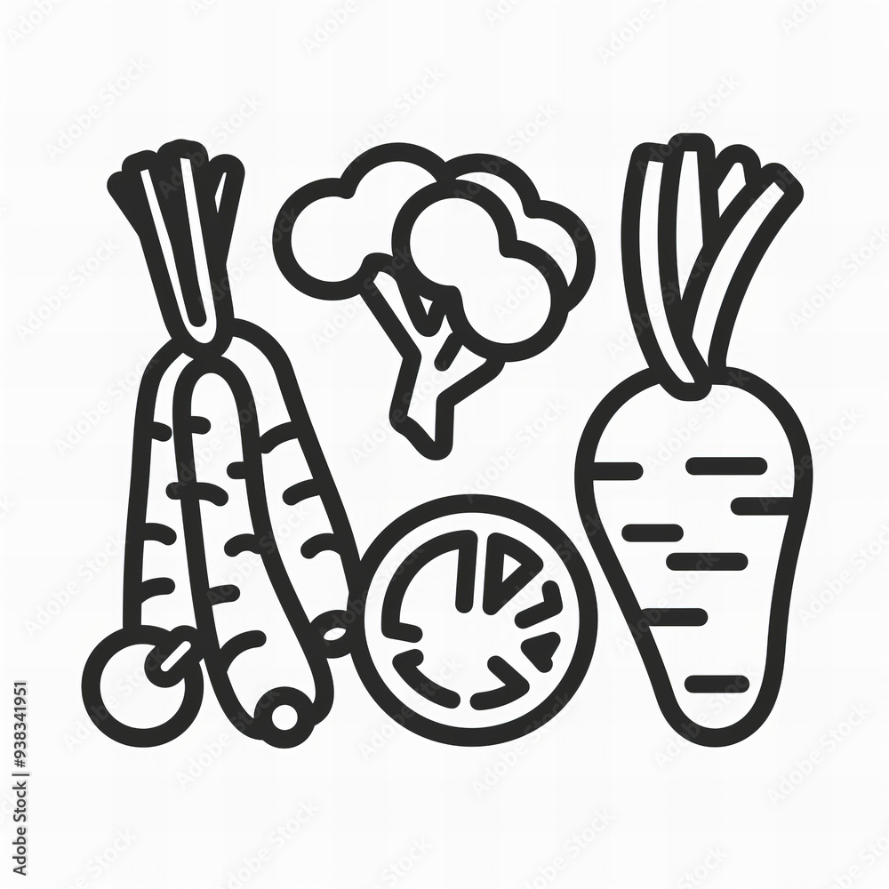 Fototapeta premium Vegetable Icons - Generativ AI
