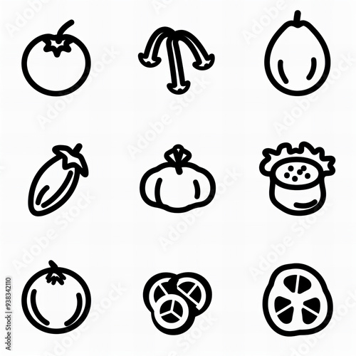 Vegetable Icons - Generativ AI photo