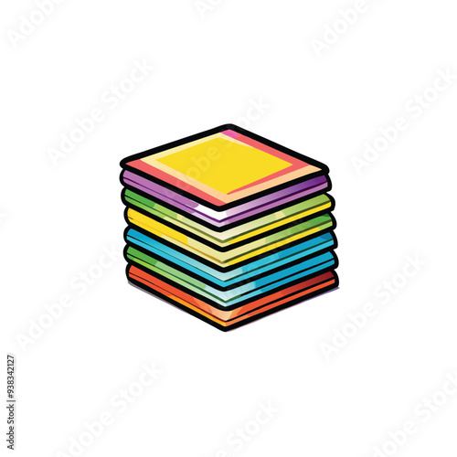 An illustration of a stack of colorful sticky notes.