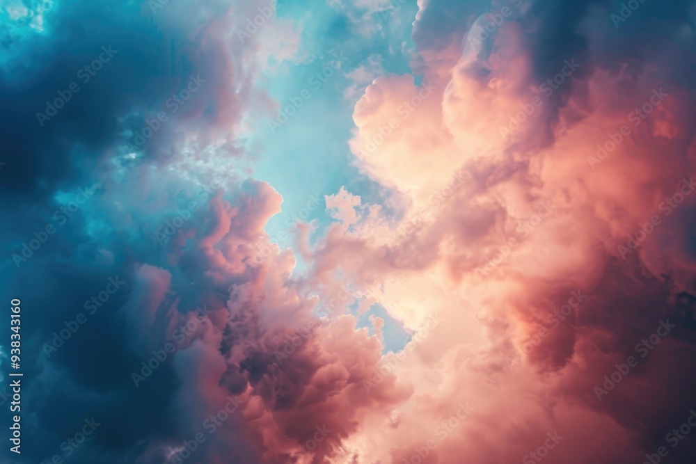 A plane flying through clouds in a clear blue sky A plane flying through clouds in a clear blue sky