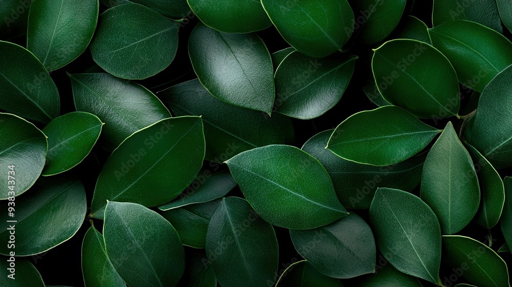 A close-up view of green leaves on a black background with a soft focus on the leaves A close-up view of green leaves on a black background with a soft focus on the leaves