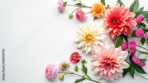 Dahlia floral background, summer and fall fresh flowers texture with copy space