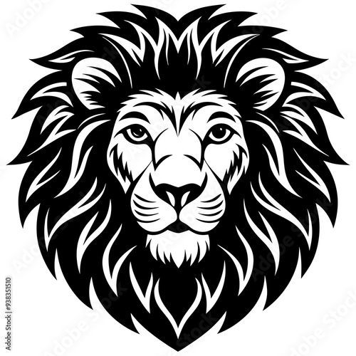 Lion Head Silhouette Vector Art Illustration