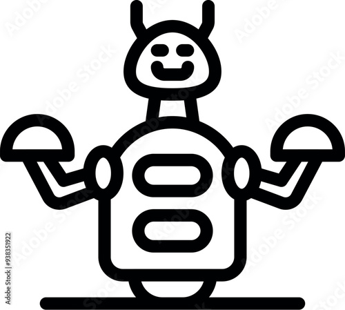 Simple outline icon of a robot waiter holding trays, perfect for projects related to robotics, technology, and the future of dining