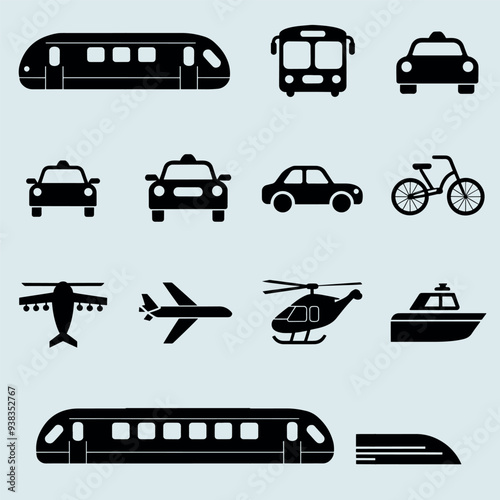 transportation icons set