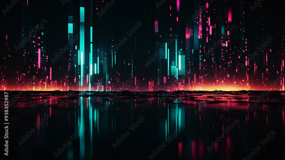 Obraz premium Abstract digital glitch effects in a dark, moody palette