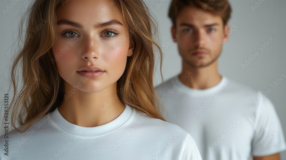 stylish blank tshirt mockups on transparent mannequins showcasing both male and female silhouettes clean minimalist presentation for fashion design and branding stylish blank tshirt mockups on transparent mannequins showcasing both male and female silhouettes clean minimalist presentation for fashion design and branding