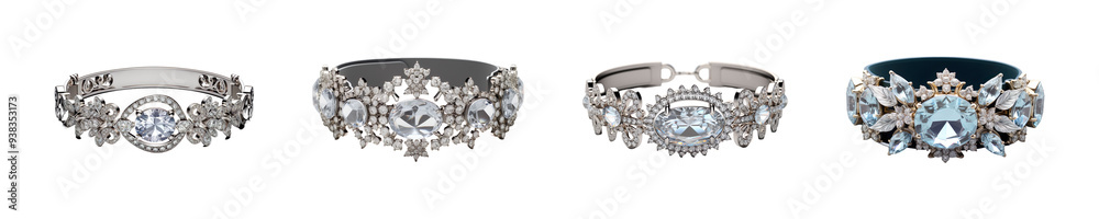 Set, collection of Crystal Belt isolated on transparent background. Set, collection of Crystal Belt isolated on transparent background.