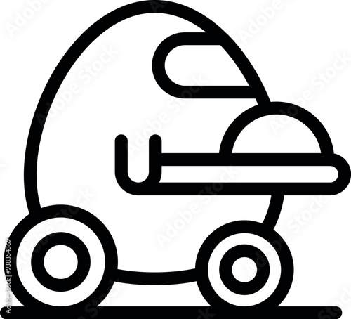 Line icon of a self driving delivery robot carrying a parcel