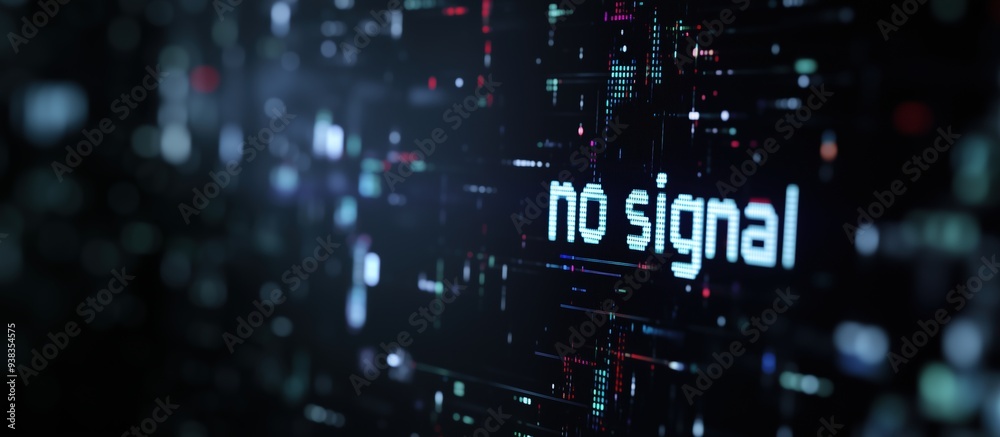 A dark screen displays a A dark screen displays a