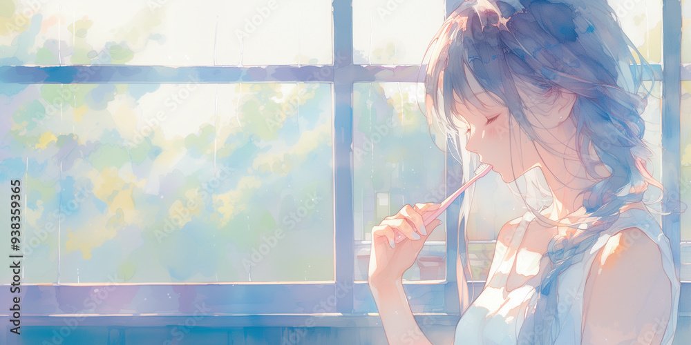 歯を磨く女の子 歯を磨く女の子