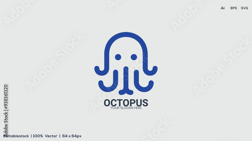 Octopus with beautiful logo design with vector illustration