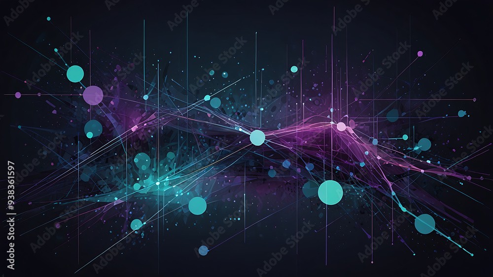 Fototapeta premium Abstract Data Visualization with Geometric Shapes and Digital Patterns