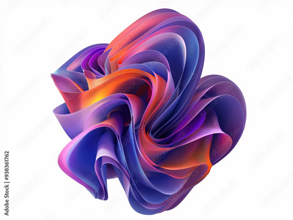 Obraz premium Colorful Fluid Ribbon 3D Sculpture