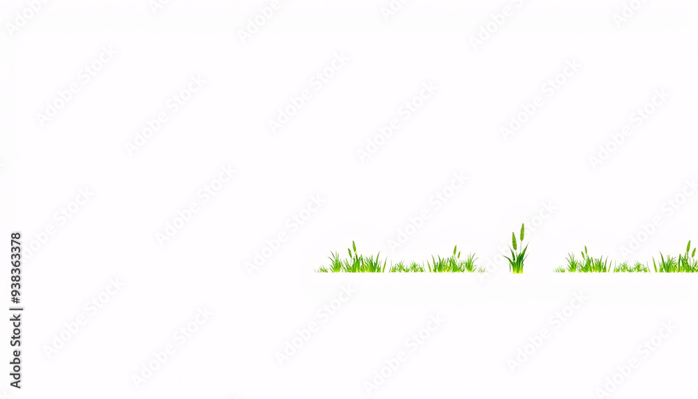 Fototapeta premium green grass field isolated on white background, Green grass seamless border, green grass island
