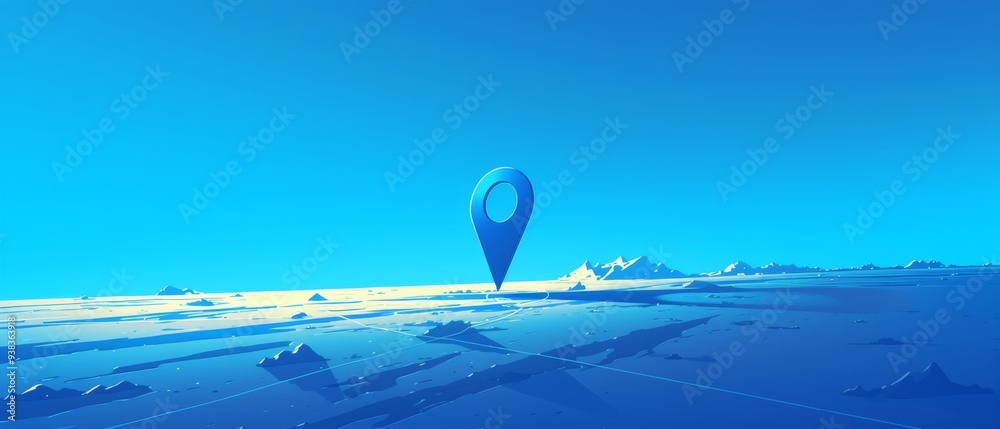 3D Blue Location Pin Icon on a Map, Minimalistic Flat Design with Clean White Background 3D Blue Location Pin Icon on a Map, Minimalistic Flat Design with Clean White Background