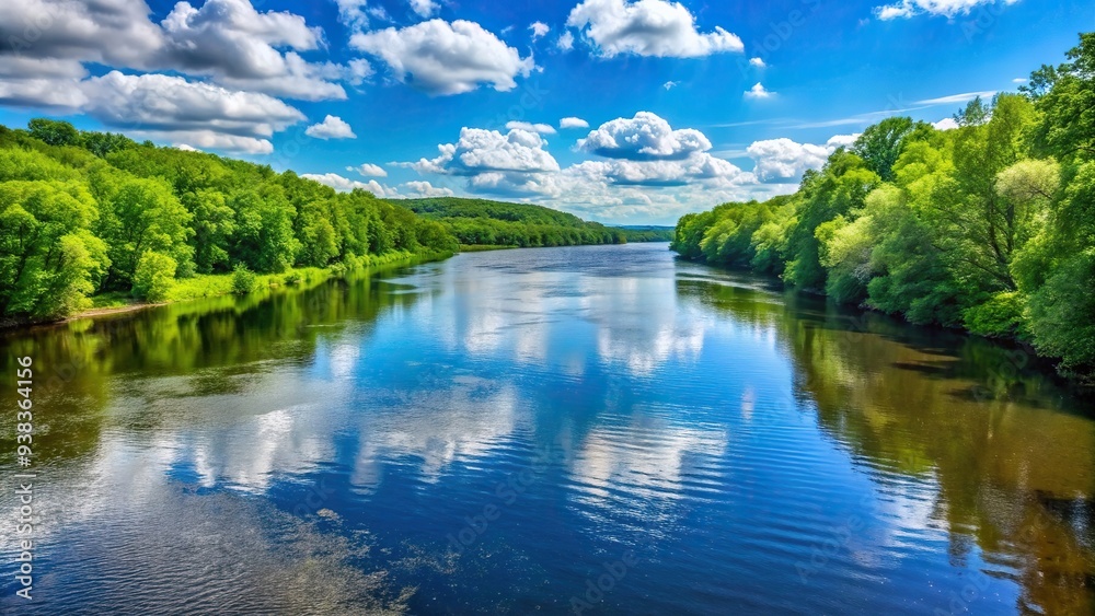 Connecticut River flowing just north of Hartford on a sunny June day captured using a forced perspective technique, tranquility, scenic, river flow, landscape, shore, June, outdoors Connecticut River flowing just north of Hartford on a sunny June day captured using a forced perspective technique, tranquility, scenic, river flow, landscape, shore, June, outdoors