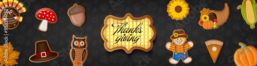 thanksgiving banner with gingerbread cookies