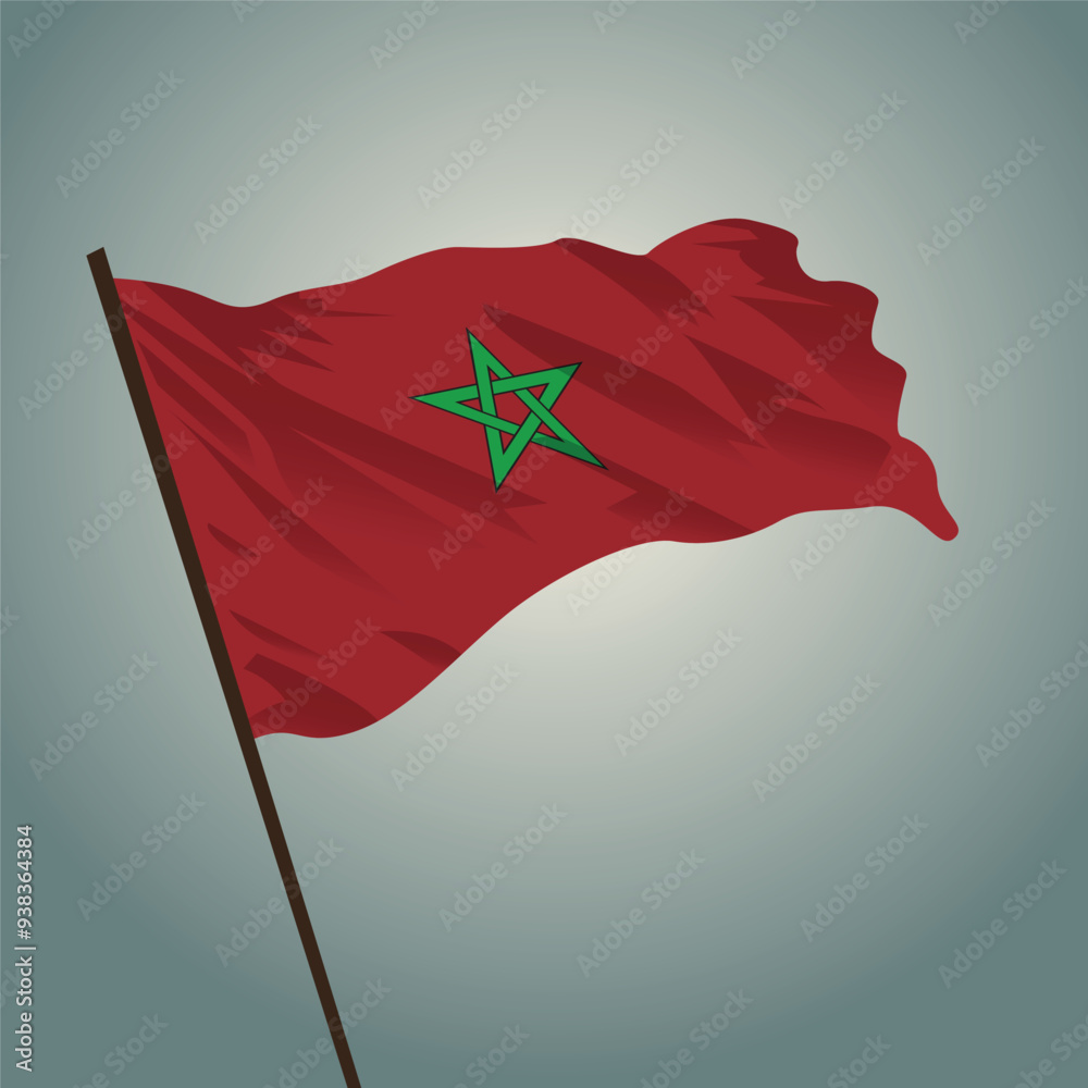 morocco waving flag flying high on the sky morocco waving flag flying high on the sky