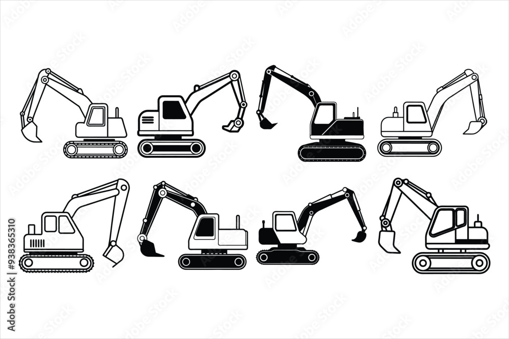 Naklejka premium Excavator silhouette vector