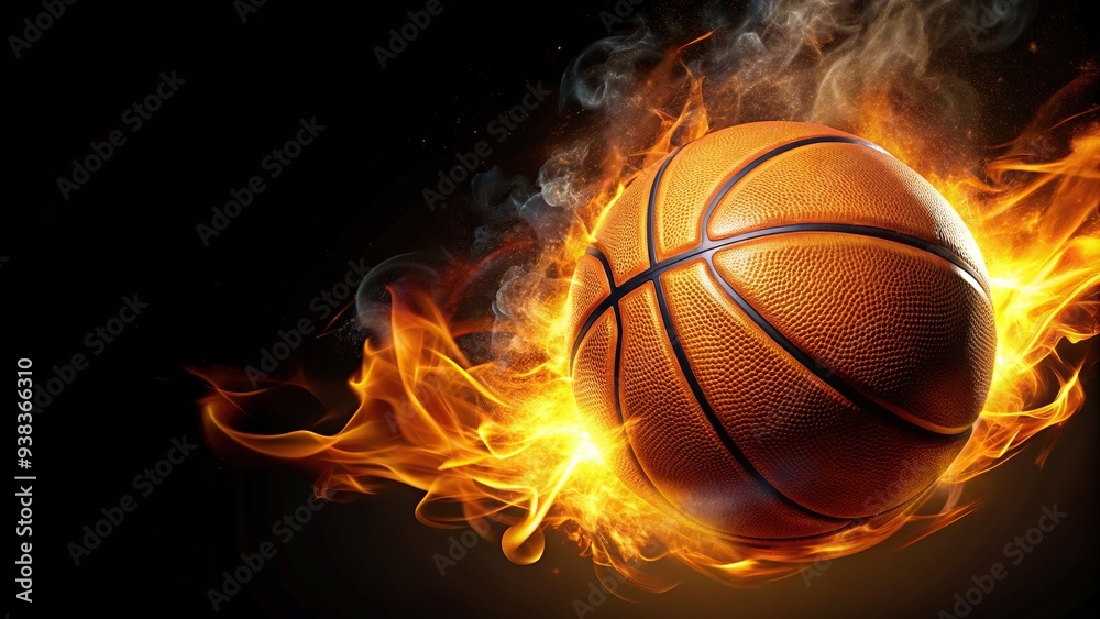 A basketball ball illuminated by a fiery glow against a black background captured with a wide angle lens, sports, game, vibrant, background, competition, energy, black.,basketball, intensity A basketball ball illuminated by a fiery glow against a black background captured with a wide angle lens, sports, game, vibrant, background, competition, energy, black.,basketball, intensity