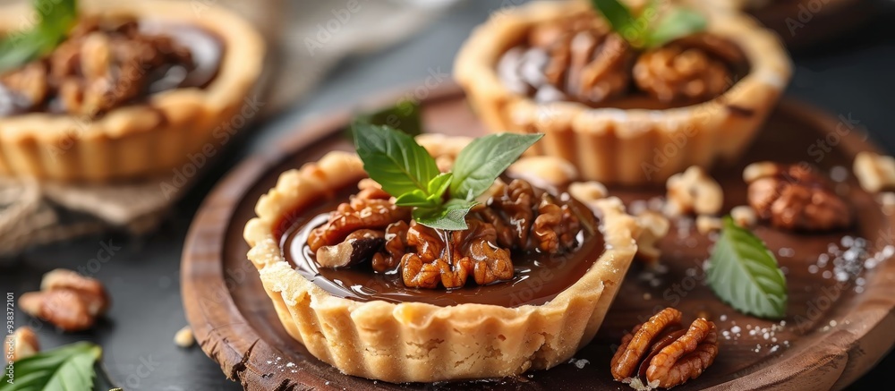 Tartlets With Caramelized Nuts On Table Closeup Tasty Dessert Tartlets With Caramelized Nuts On Table Closeup Tasty Dessert