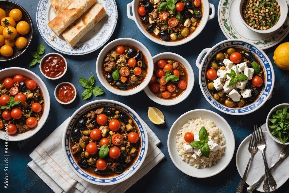 Greek food background Greek food background