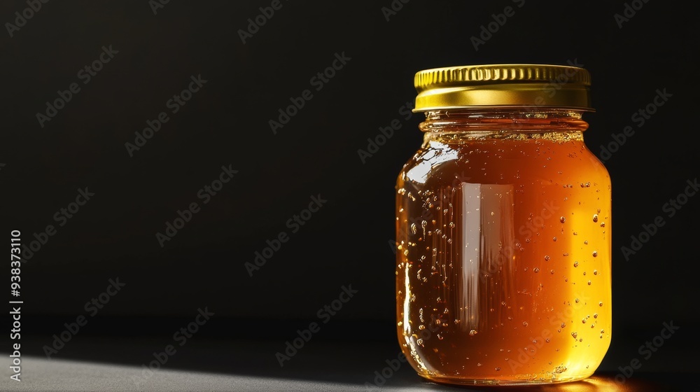 Honey jar on black background Honey jar on black background