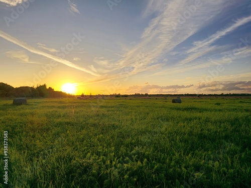 sunset over field