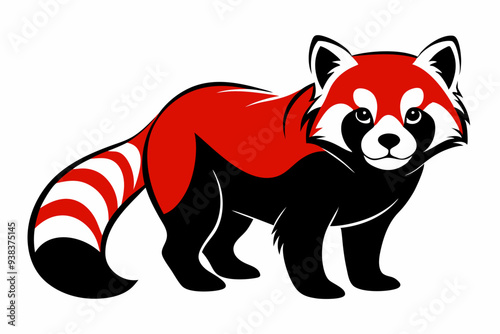 Cute red panda silhouette vector illustration on a white background.